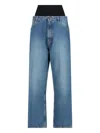 Alaïa Alaia Denim Jean Pants With Black Elastic Band In Blue