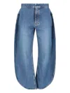 Alaïa Round Stretch Mid-rise Wide-leg Jeans In Blue