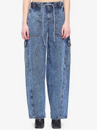 Alaïa Cargo Denim Pants In Animal Print