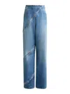 Alaïa Spiral High-rise Denim Wide-leg Jeans In Blue