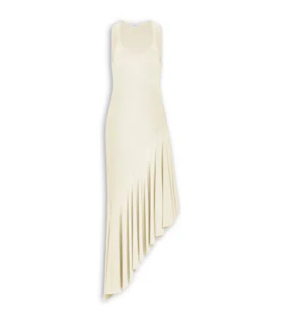 Alaïa Jersey Asymmetric Midi Dress In White
