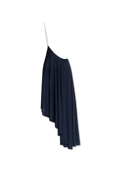 Alaïa Chain Suspender Asymmetric Skirt In Navy