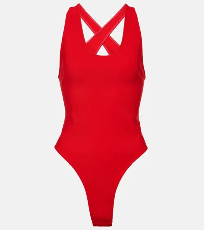 Alaïa Jersey Bodysuit In Rouge Vif