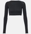 Alaïa Alaia Womens Noir Alaia Slim-fit Cropped Wool-blend Cardigan In Black