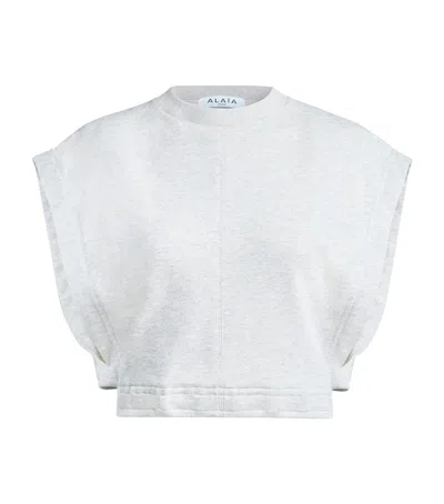 Alaïa Jersey Crop Top In Gray