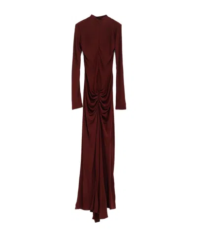 Alaïa Jersey Draped Dress In Brown
