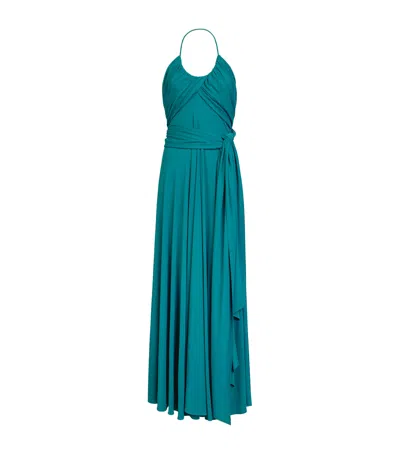 Alaïa Jersey Draped Maxi Dress In Blue