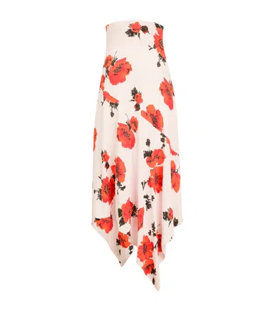 Alaïa Jersey Floral Print Maxi Skirt In White