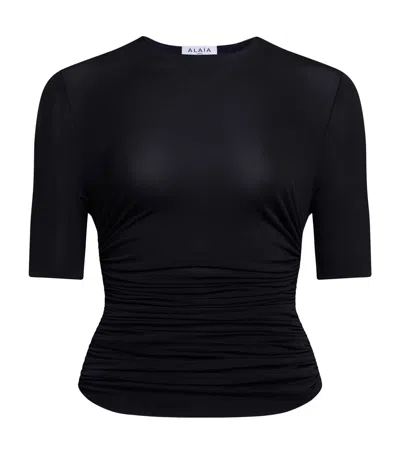 Alaïa Jersey Gathered T-shirt In Black