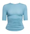 Alaïa Jersey Gathered T-shirt In Blue