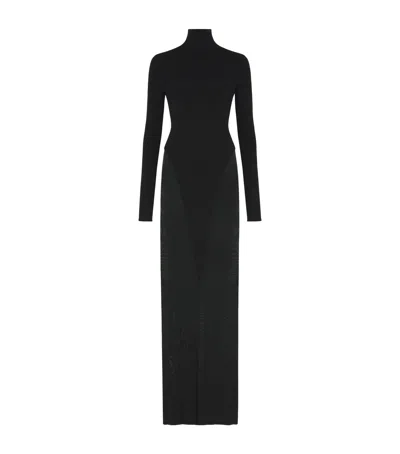 Alaïa Jersey High-neck Maxi Dress In Black