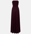 Alaïa Womens Bordeaux Strapless Flared Stretch-woven Jumpsuit In Purple