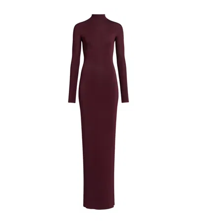 Alaïa Jersey Rouched Maxi Dress In Brown