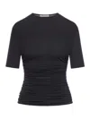 Alaïa Womens Alaia Ruched Round-neck Stretch-woven Top In Black
