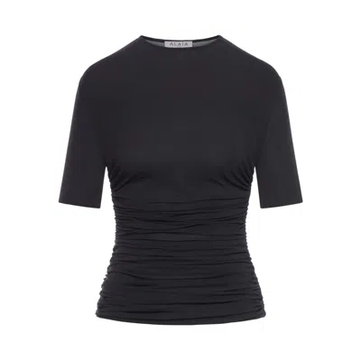 ALAÏA RUCHED SHORT-SLEEVE TOP