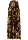 Alaïa Kate Printed Plissé Satin Maxi Skirt In Brown