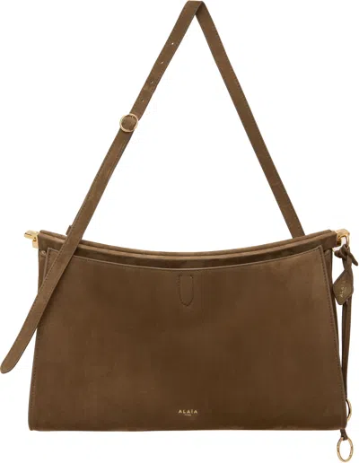 Alaïa Khaki 'le Click' Pocket 35 Bag In Brown