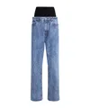 Alaïa Snow Denim Jeans With Knit Band In Blue