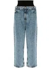 Alaïa Low-rise Snow Denim Jeans With Knit Waistband In Navy