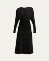 Shop Alaïa Knit Band Sheer Chiffon Midi Dress In Noir Alaia
