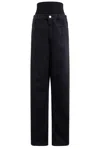 Alaïa Knit Band Waist Straight Leg In Noir
