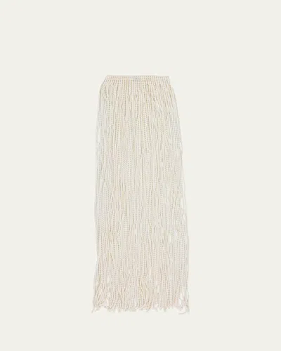 Alaïa Knit Beaded Scarf In Neutral