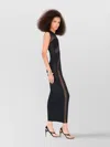 Alaïa Knit Bodycon Dress Sheer Panels In Black