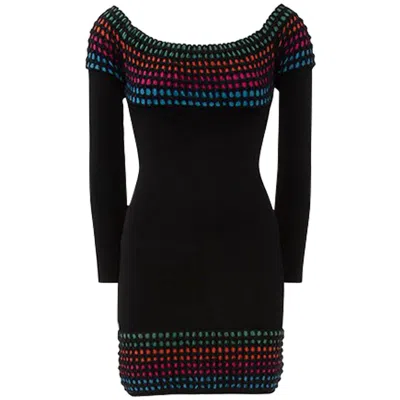 Pre-owned Alaïa Alaia Knit Fitted Dress In Black