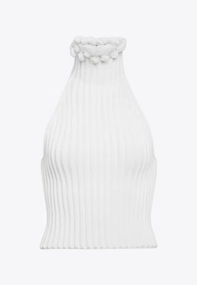ALAÏA KNIT HIGH-NECK CROPPED TOP
