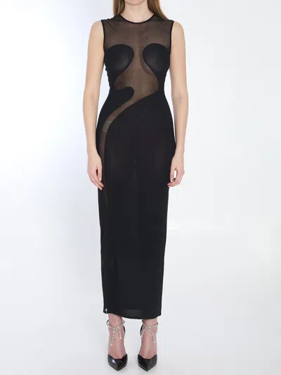 Alaïa Knit Molded Midi Dress In Black