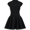 Alaïa Womens Skater Pleated Knitted Mini Dress Noir Alaia In Noir Alaia