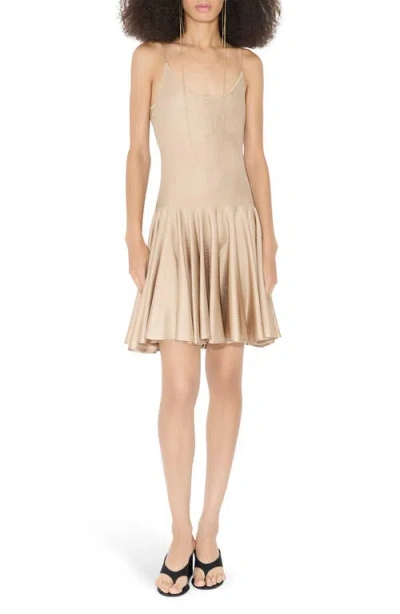 Alaïa Slip Flared Skirt Mini Dress In Beige Clair