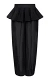 Alaïa Knit Tapered Peplum Pants In Black