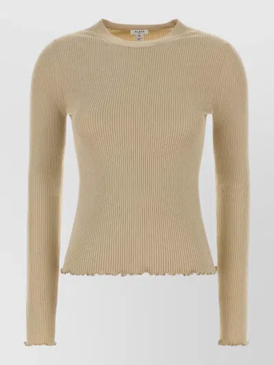 Alaïa Knit Top Fitted Silhouette Cropped Length In Brown