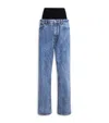 Alaïa Snow Denim Jeans With Knit Band In Blue