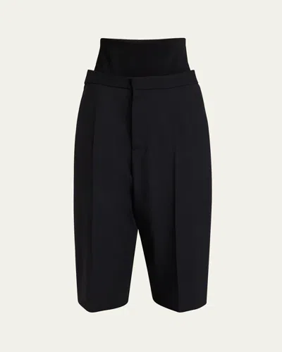 ALAÏA KNIT WAISTBAND LONG WOOL TROUSER SHORTS