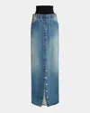 Alaïa Blue Knitted Waistband Denim Maxi Skirt In Bleu Vintage