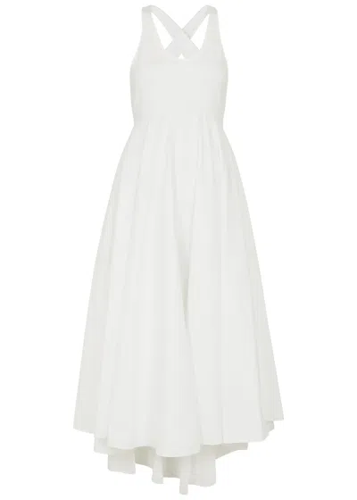 Alaïa Knitted And Cotton-poplin Midi Dress In White