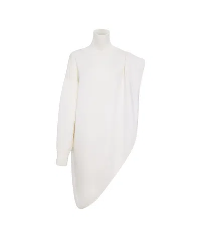 Alaïa Knitted Asymmetrical Cape Pullover In White