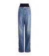 Alaïa Knitted-band Straight Jeans In Blue