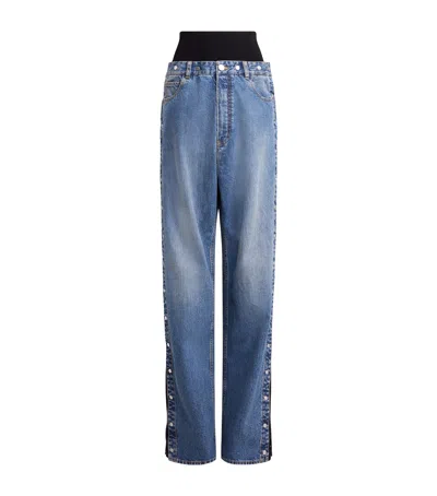 Alaïa Knitted-band Straight Jeans In Blue