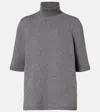 Alaïa Knitted Cashmere-blend Turtleneck Top In Gray