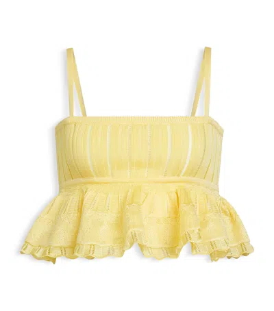 Alaïa Knitted Crinoline Crop Top In Yellow