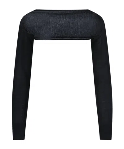 Alaïa Knitted Crop Top In Black  