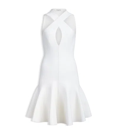 Alaïa Knitted Cross-front Mini Dress In White