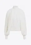 Alaïa Fringed Yarn Knit Merino Wool Top In White