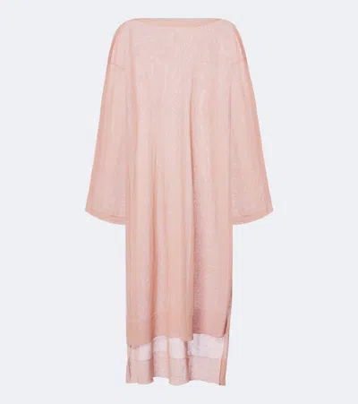 Alaïa Knitted Linen And Silk Kaftan In Pink