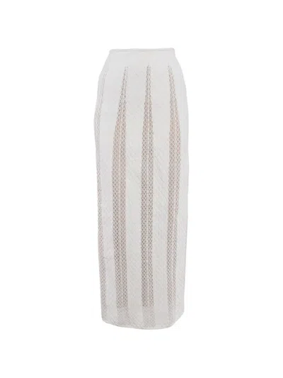 Pre-owned Alaïa Knitted Maxi Skirt In White