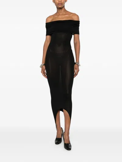 Alaïa Knitted Midi Dress In Black