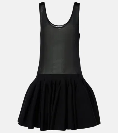 Alaïa Knitted Minidress In Noir Alaia